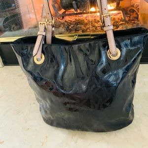 Michael Kors Black Patent Leather Tote Bag